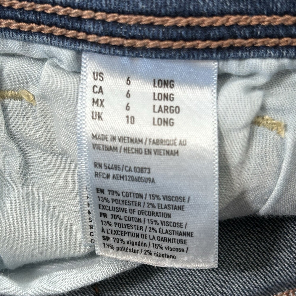 American Eagle Kick Boot Jeans -Women's 6 Long- Dark Wash Low Rise Stretch - Picture 8 of 12